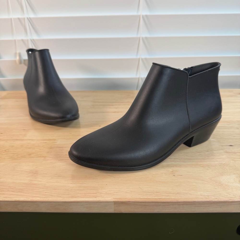 Sam Edelman Petty Rain Ankle Booties Women's Black Side Zip Block Heel - 9M